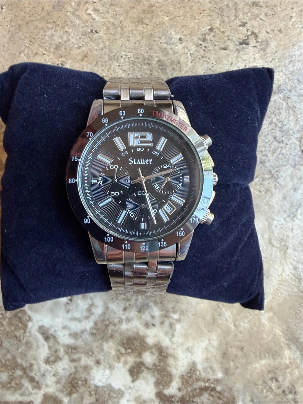 Stauer Men's Black Dial Stainless Steel Chronograph Watch